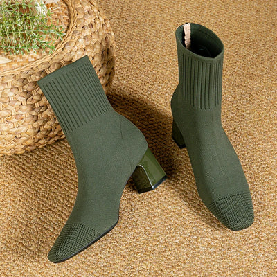 Women's Boots 2025 New Fashion Pointed Soft Knitted Casual Comfortable Shoes (heel height 4.5cm, )