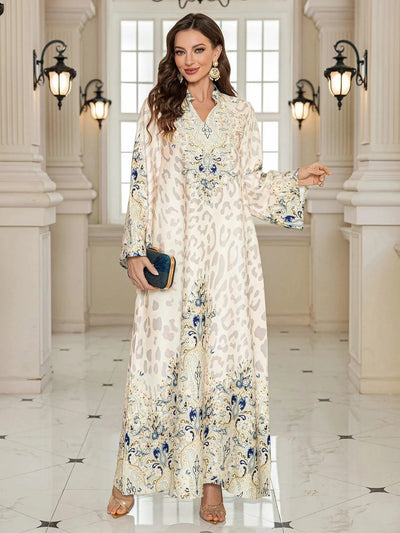 Summer Party Dress for Women Abaya Leopard Print Vestidos Largos 2025 Eid Muslim Caftan Robe Jalabiya Ramadan Morocco Kaftan