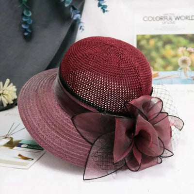 Summer Women Organza flower mesh sunshade hat