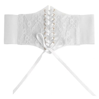 Fashion Women Waist Corset Flower Embroidery Elastic Waistband Black White Red Pink Wide Lace Slimming Body Belts Cummerbunds