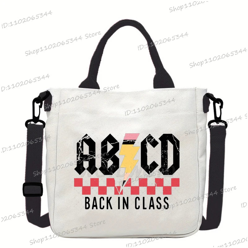 New Designer School Handbag Funny Back To School Print Crossbody Bag for Girls Boys Fashion Teacher Gifts Canvas Shoulder Bags