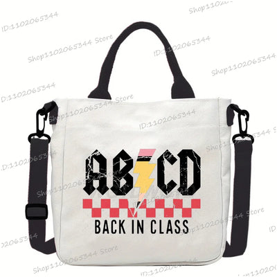 New Designer School Handbag Funny Back To School Print Crossbody Bag for Girls Boys Fashion Teacher Gifts Canvas Shoulder Bags