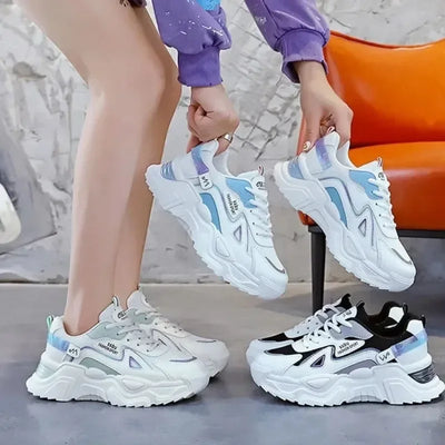 Sports shoes for women 2025 new fashion Korean version trendy fly woven breathable anti slip lightweight running shoes
