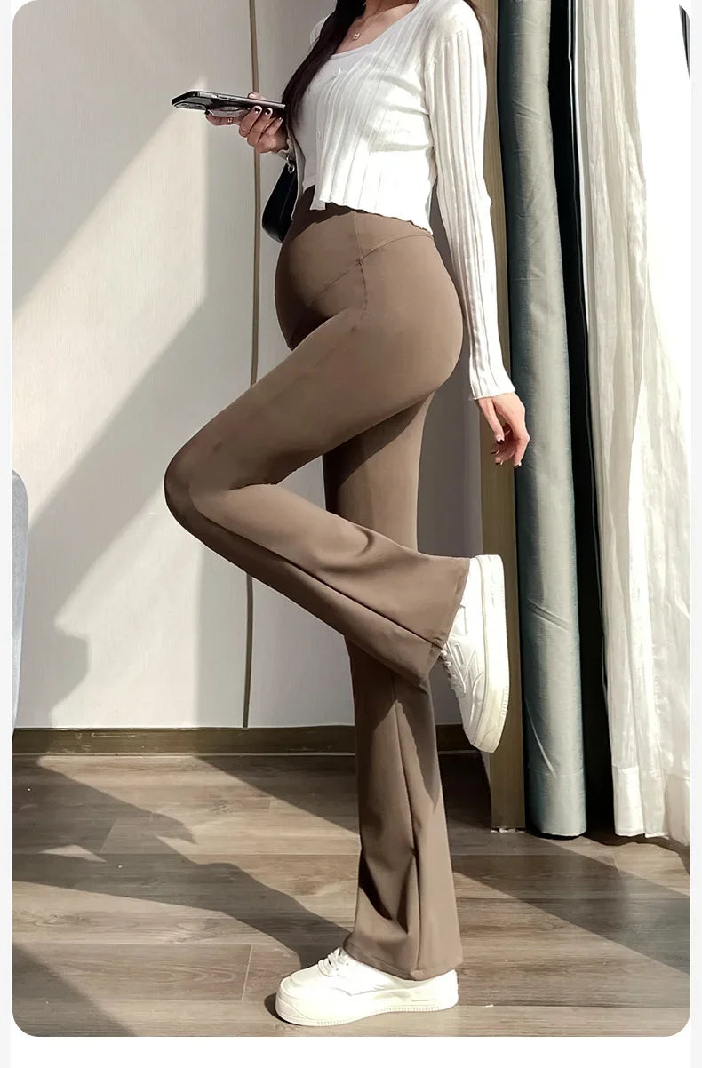 Maternity Leggings for Pregnant Women Yoga Flared High-waisted Trousers Pregnancy Clothes