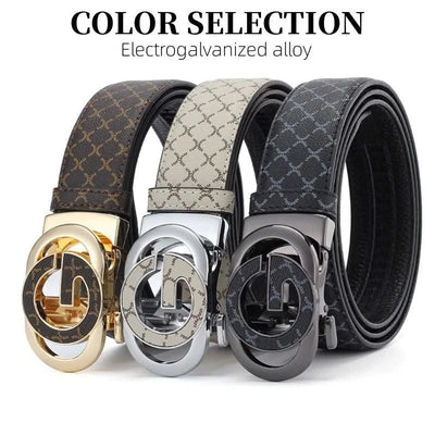 Men's Genuine Leather Belt With Automatic "G" Buckle - Fashionable Business Casual Style