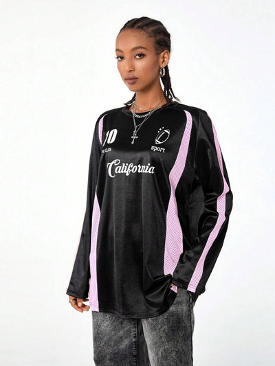 Sporty Activewear Number Printed T Shirt Casual Loose O-Neck Short Sleeve Tees Women 2025 Summer Fashion Streetwear Lady