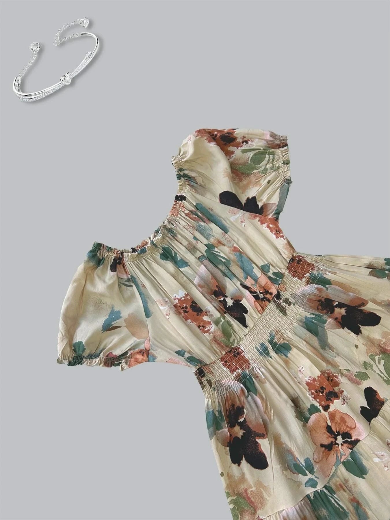 Women's Floral Summer Fashion Women's Print One-line Shoulder Dress Summer Beach Vacation Dress Causul Dress for Women
