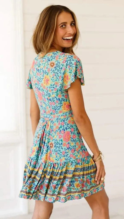 Elegant Women's Dresses Summer Bohemian Dress Vestidos Curtos Mujer Kadın Elbisesi Yazlık Kısa Elbiseler Midi Elbiseler Robe Ete