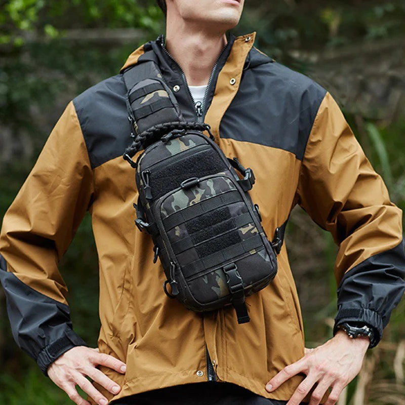 Men's Camping Chest Bag Tactical Sports Shoulder Outdoor Fanny Pack Hiking Climbing Cycling Fishing MOLLE System Sling Bags