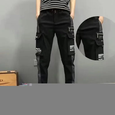 New Big Pockets Cargo Pants Women Ankle-length High Waist Drawstring Loose Streetwear Hip Hop Versatile Joggers Trousers Female