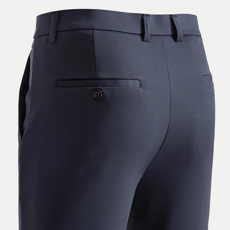 Men's Stretch Trousers Casual Smart Suit Pants Formal Straight Sport Clothing Japanese New Black Navy Elastic Office Work Pants