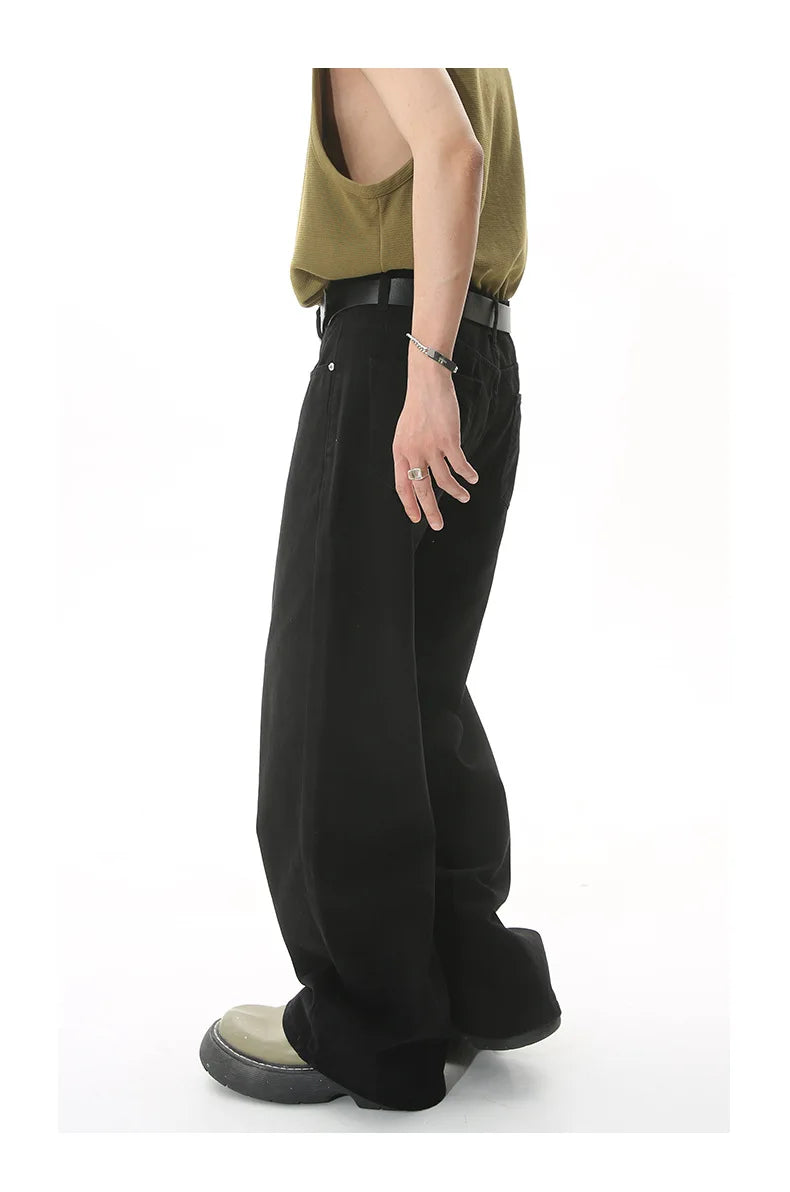 Men Streetwear Korean Loose Straight Denim Pants New Mens Trousers Baggy Beige Jeans Men Fashion Casual Oversized Wide Leg Jeans