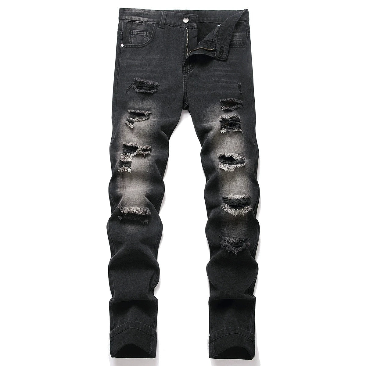2025 New Denim Pants Men Fashion Hole Mens Jeans Classic Straight Denim Trousers Streetwear Slim Casual Jeans Man Plus Size 40