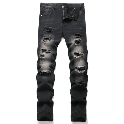 2025 New Denim Pants Men Fashion Hole Mens Jeans Classic Straight Denim Trousers Streetwear Slim Casual Jeans Man Plus Size 40