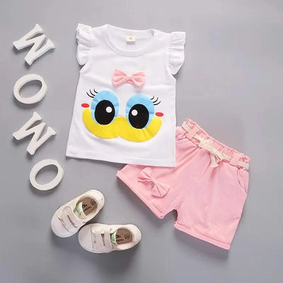 Children's Girls Clothes Summer New Baby Girl 1 2 3 4 Year Fashion Cute Vest Shorts 2Pcs/Sets Infant Outfits Kids Tracksuits