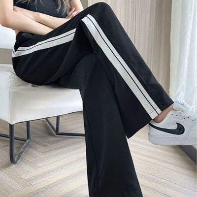 Wide-leg Pants for Women in Spring and Autumn High Waist Loose Straight Slim Striped Floor-moving Suit Pants