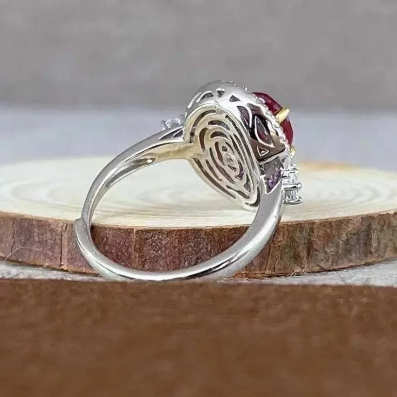 SACE GEMS Fashion 925 Sterling Silver 6*8mm Natual Ruby Luxury Rings for Women Created Wedding Engagement Party Fine Jewelry