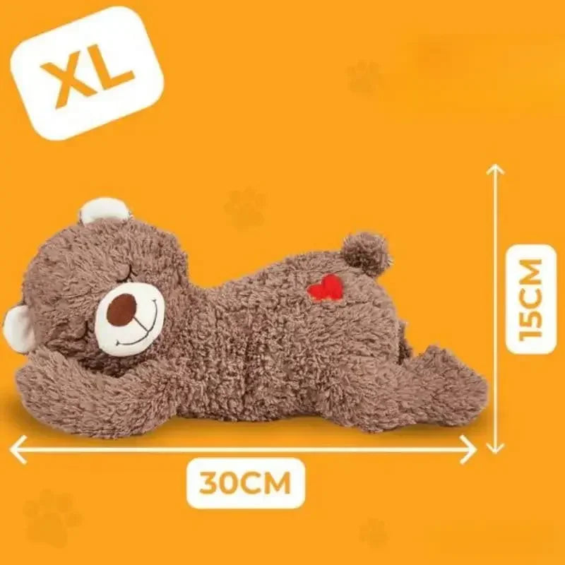 Sleeping Bear Heartbeat Stuffed Plush Toy Soothing Companion For Dogs Cuddly Pillow For Calming And Sleep Aid Pet Comfort Gift