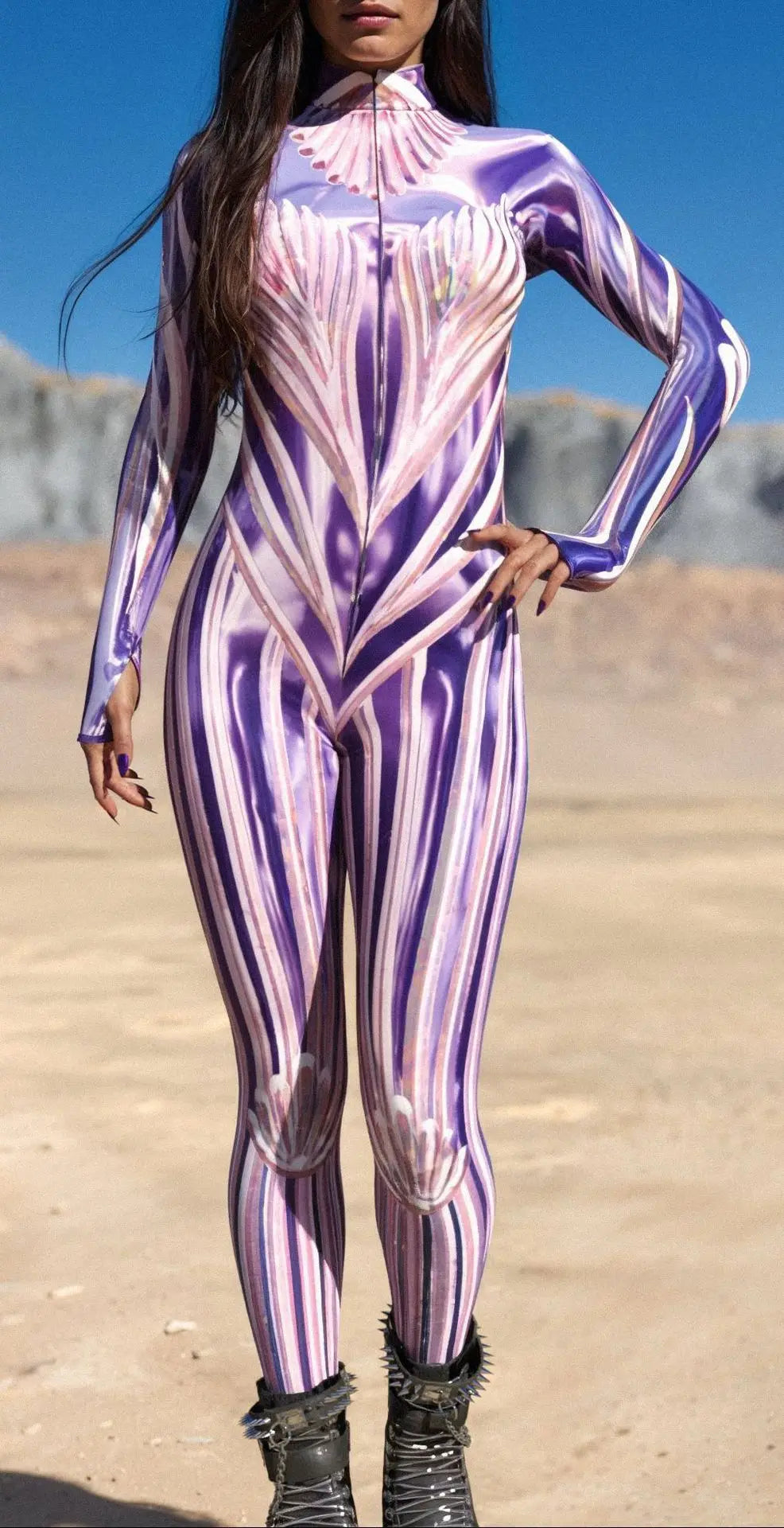 Women Sexy Tight Jumpsuit Holiday New Year Party Cosplay Costume Christmas Shows Bodysuit Performance Zentai Front Zipper