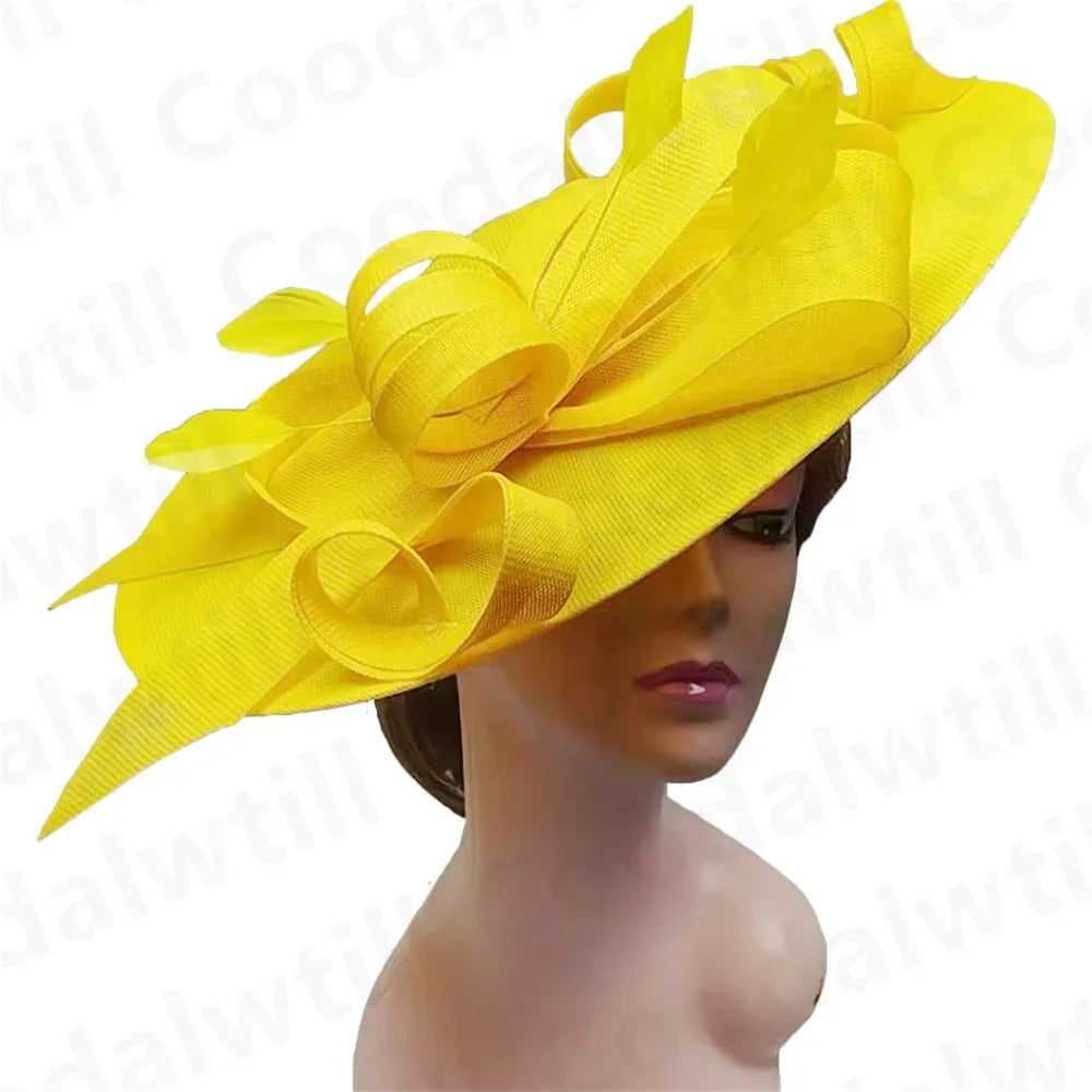 Royal Ascot Big Fascinators Hat Women Party Tea Fancy Millinery Cap Elegant Ladies Wedding Event Headpiece Headband Party Hats