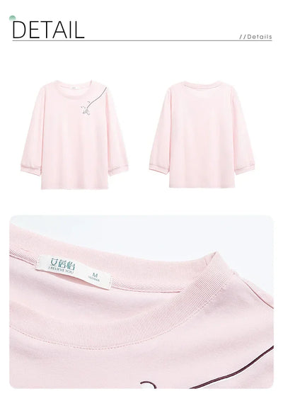 I BELIEVE YOU T-shirts for Women 2024 Autumn New Graphic Gentle Embroidery Three Quarter Sleeve Chic Base Clothing 2243015764