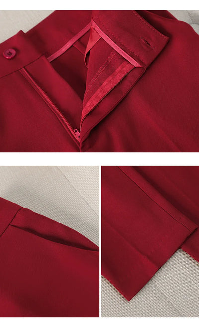 High Quality Suit Office Casual Two Piece Set Spring Autumn Women Double Breasted Blazers+Straight Zipper Trousers Women Outfit