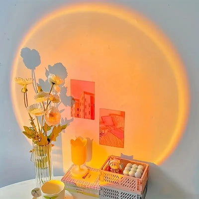 Sunset projection lamp, USB home decoration atmosphere lamp, multi-angle rotatable, suitable for home living room and bedroom