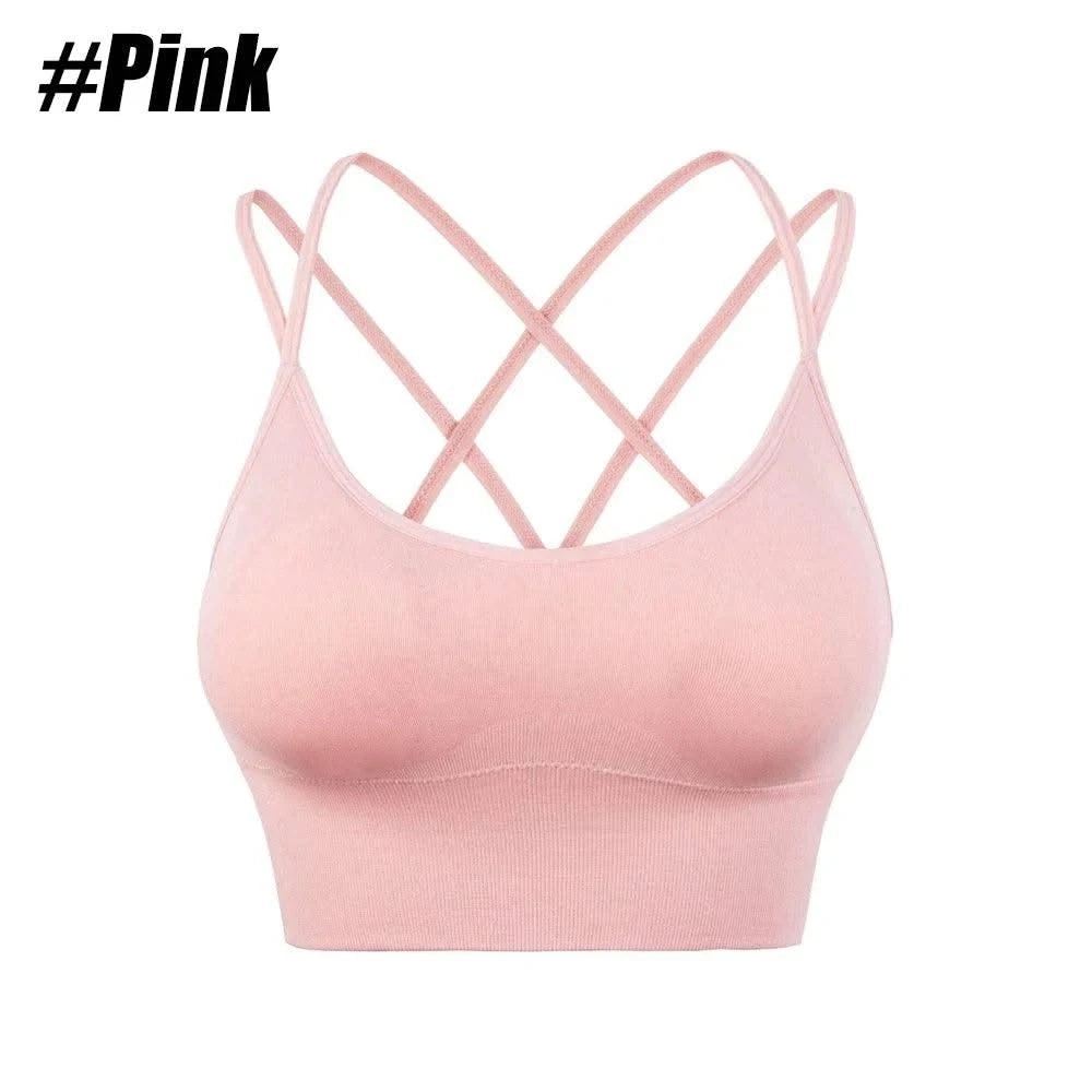 Women Strappy Sports Bras Padded Fitness Yoga Vest