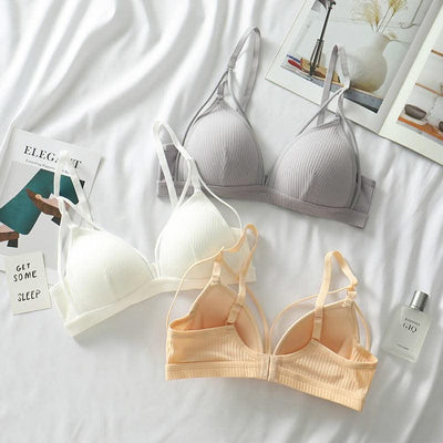 Cotton Bra For Women Push Up Bralette Sexy Lingerie Deep V Backless Comfort Small Breast Thin Pad Bra Female Cotton Underwear
