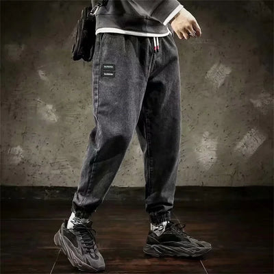 Spring Designer Fashion Men Jeans Retro Black Gray Vintage Casual Denim Harem Pants Ripped Jeans Men Wide Leg Taper Men Jeans