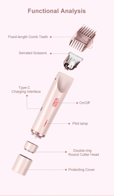 Electric Razors for Women 2in1 Bikini Trimmer Facial Mustache Shavers for Ladies Body Underarms Legs Portable Painless Epilator