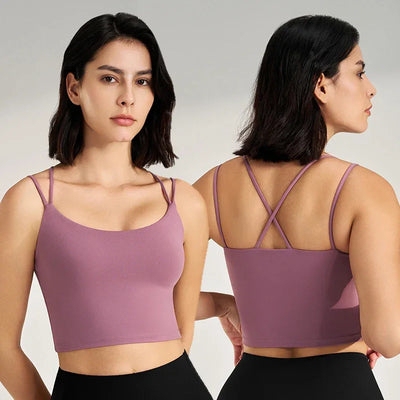 Women's sexy yoga undershirt Outdoor beautiful back training clothes Fashion sling bra Sports underwear With Coasters