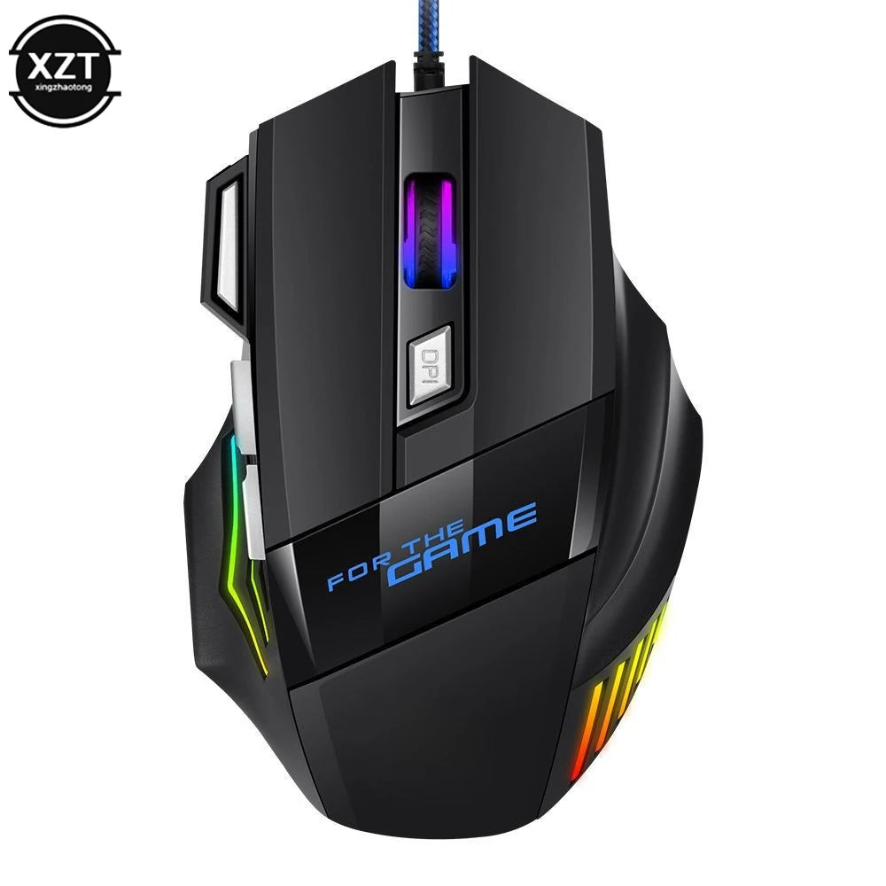 Professional Wired Gaming Mouse 7 Button Ergonomic USB Optical Mice 5500 DPI Backlight Adjustable for PC Gamer Computer Desktop