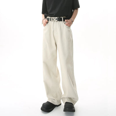 Men Streetwear Korean Loose Straight Denim Pants New Mens Trousers Baggy Beige Jeans Men Fashion Casual Oversized Wide Leg Jeans