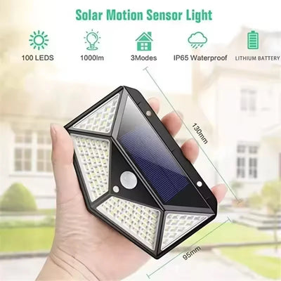 Solar Wall Lamp Outdoor 100LED Lampwaterproof Motion Sensor Solar Powered Sunlight Street Lamp Garden Railing Decorative Lamp