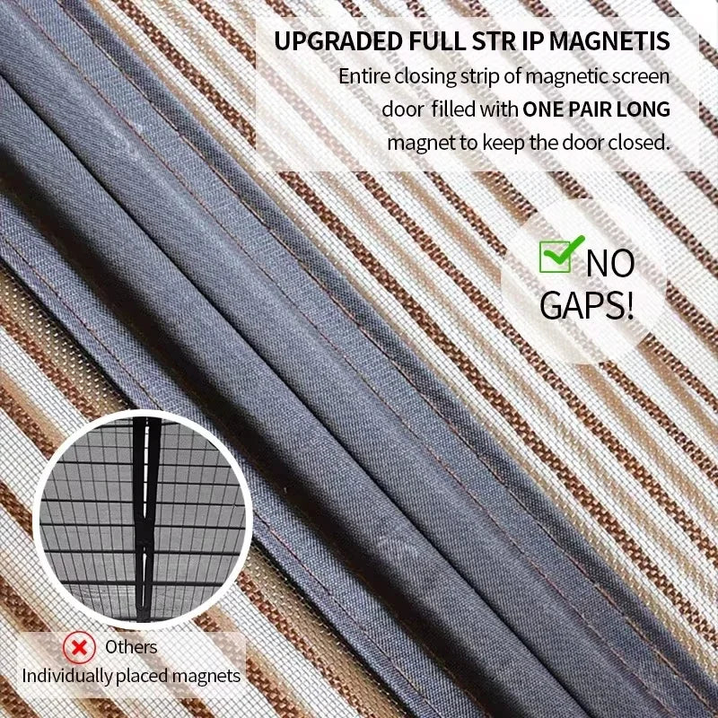 Magic Mesh Magnetic Screen Door - Reinforced Polyester Mosquito Net Curtain, Auto-Close Insect Proof & Dustproof, No Drill