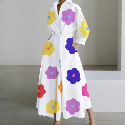Dresses For Women 2024 Elegant Party Summer Casual Shrit Dress Fashion Polka Polka Dot V-neck Print Loose Button Up Vestidos