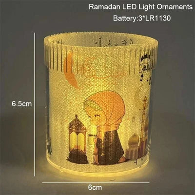Muslim Ramadan Festival  Decorative Lamp Cartoon Pattern Acrylic LED Candle Night Light for Home Bedroom Atmosphere Decor