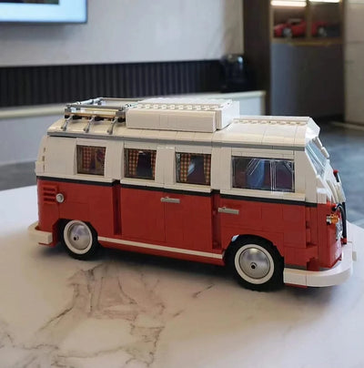 New camping car brick creative bus T1 model green mini picnic car educational building blocks boys and girls birthday gifts chil