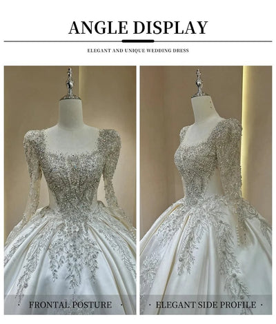 Wedding Dress with Sparkling Embellishments and Long Trains Delicate Lace