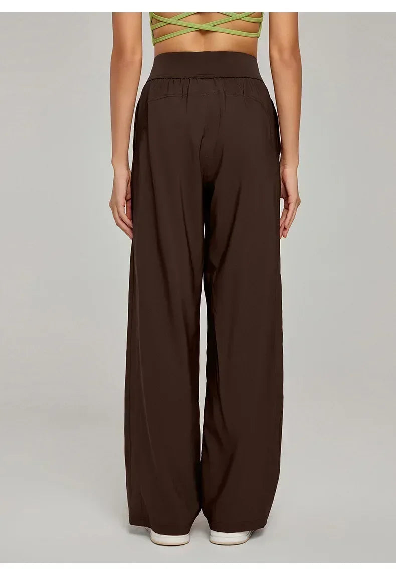 Women's High Waisted Hip Lifting Yoga Wide Leg Pants Athletic Casual Fitness Pants