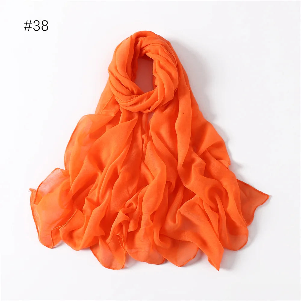 New Cotton Linen Scarf For Women Girls Students Autumn Classic Solid Color Scarves Retro Soft Foulard Viscose Female Wrap Shawls