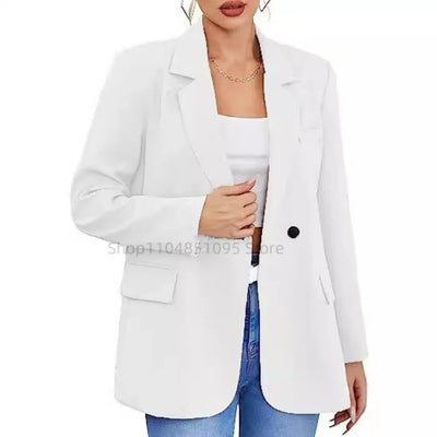 Women Suit Blazer Elegant Coat Spring Autumn Fashion Women Blazer Notch Lapel Double Breasted Jacket Solid Ladies Tops Clothes