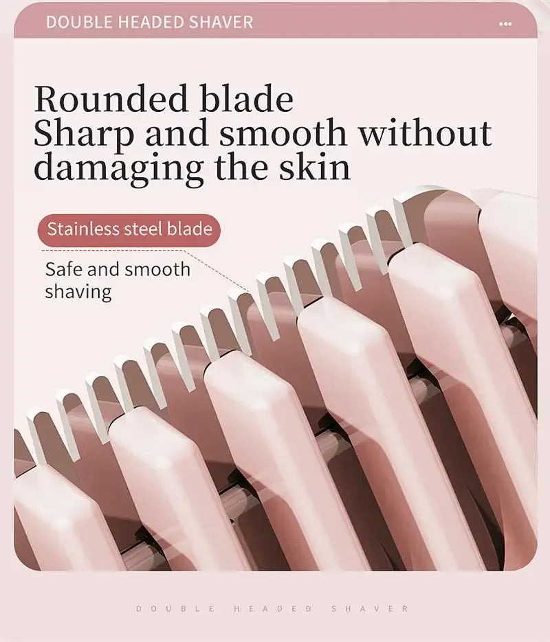 Women Epilator Dual Head Facial Electric Razor Body Shaver for Shaving Bikini Trimmer Area Leg Waterproof Female Hair Removal