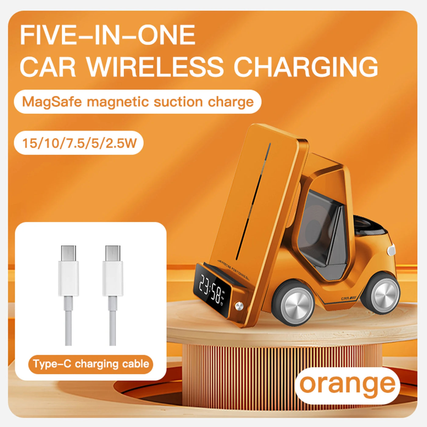 Wireless Charger Stand 5 In 1 Alarm Clock For IPhone 15 14 13 12 Pro Max 8 X XS XR iWatch 8 7 6 5 Airpods Fast Charging Station