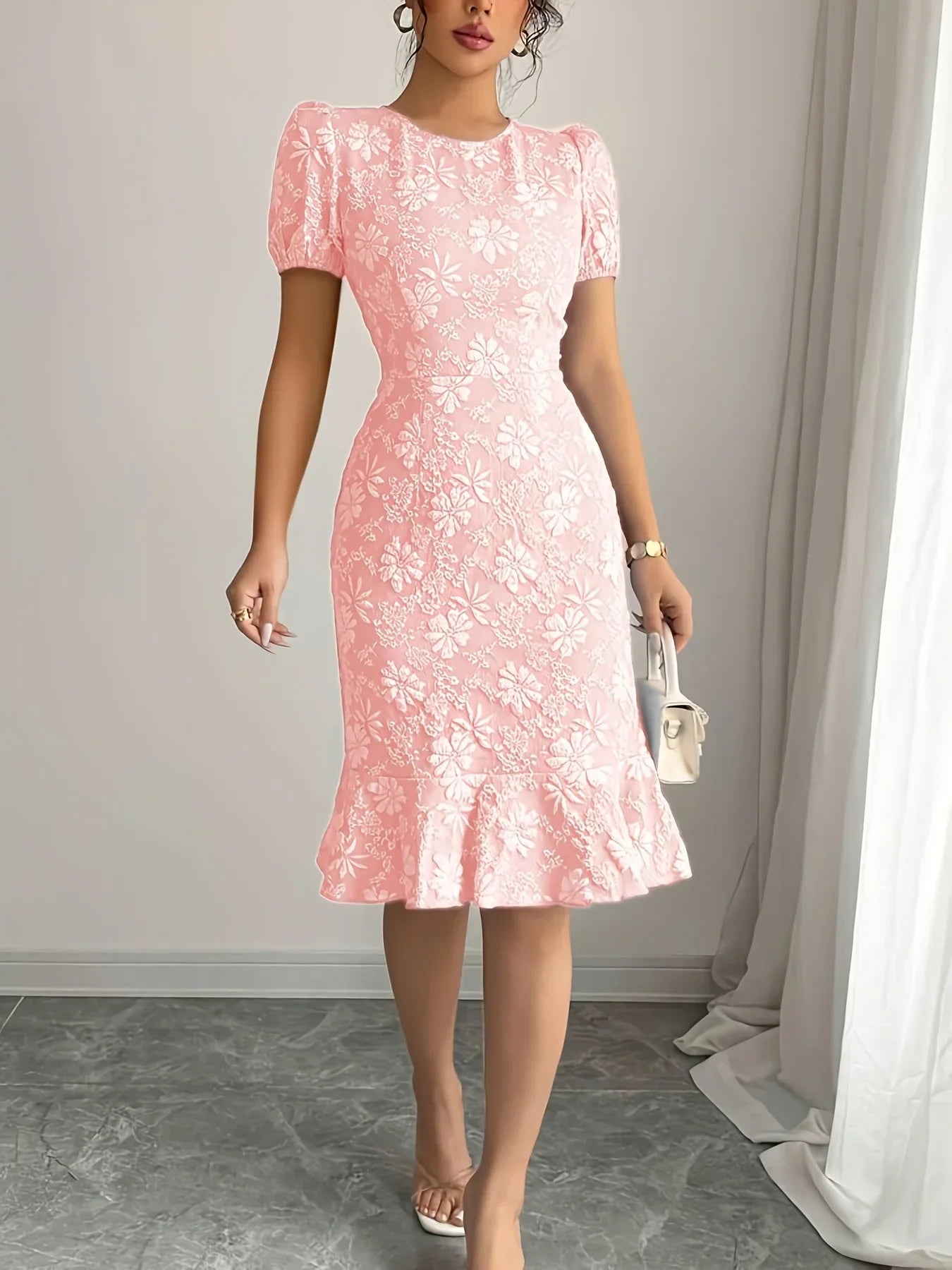 Dresses for Women Women's Dress Floral Print Puff Sleeve Dress