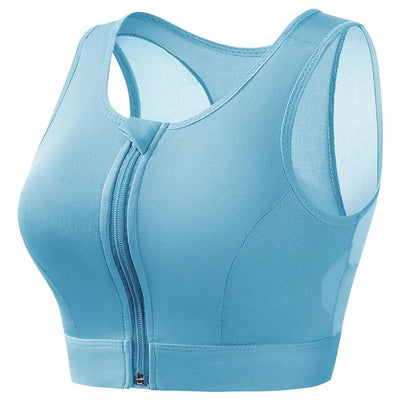 Plus Size Sports Bra for Women High-Strength Shock-Absorbing Gathering Top Running Zipper No Steel Bracket Underwear Yoga Vest