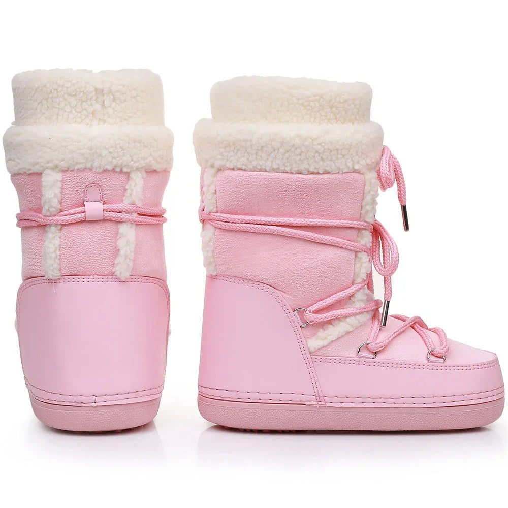 Snow Boots for Women Hairy Fuzzy Fluffy Furry Fur Boots 2025 Winter Boots for Women Waterprrof Pink Black White Fur Snow Boots
