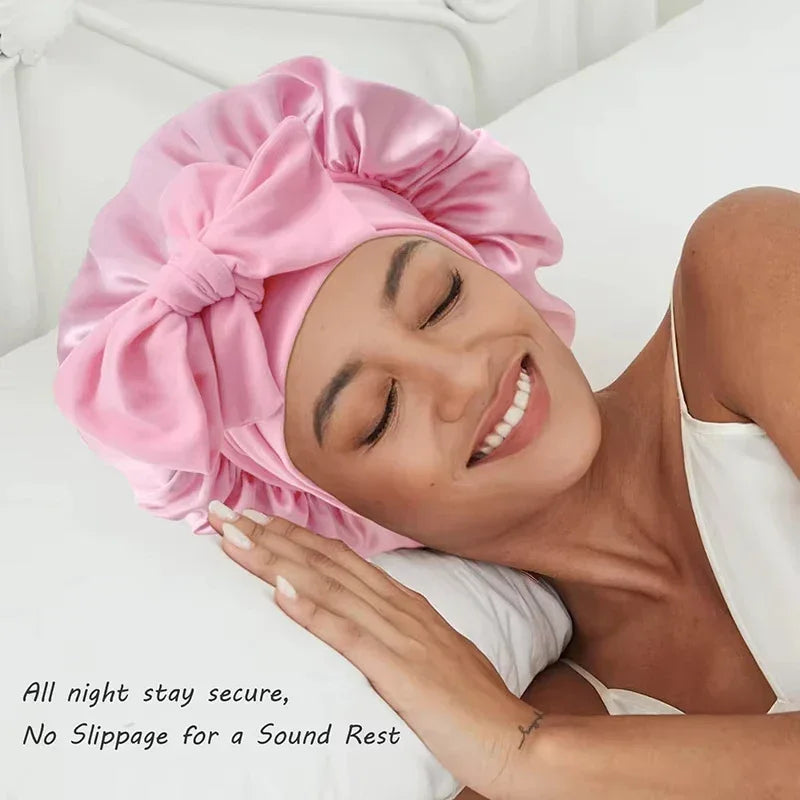Satin Bonnet Silk Bonnet Adjustable Bonne For Sleeping Hair Bonnet With Tie Band Bonnets For Women Men