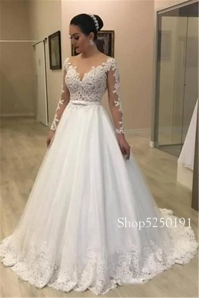 Sheer Long Sleeves Mermaid Wedding Dresses See Through Back Custom Two Pieces Bridal Gowns Modest Vestidos De Novia